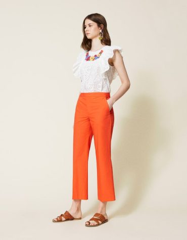 CROPPED ΠΑΝΤΕΛΟΝΙ ΠΟΠΛΙΝΑ (ORANGE) TWINSET ΡΟΥΧΑ 2