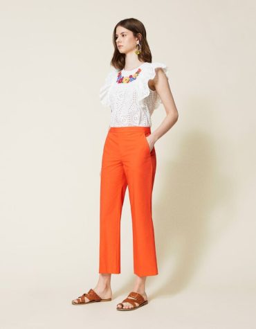 CROPPED ΠΑΝΤΕΛΟΝΙ ΠΟΠΛΙΝΑ (ORANGE) TWINSET pants 2