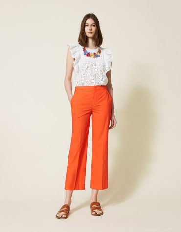 CROPPED ΠΑΝΤΕΛΟΝΙ ΠΟΠΛΙΝΑ (ORANGE) TWINSET ΡΟΥΧΑ