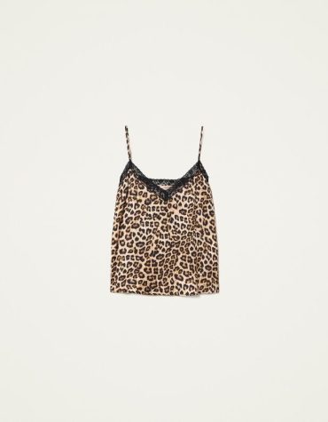 ANIMAL PRINT TOP ΜΕ ΔΑΝΤΕΛΑ TWINSET ΜΠΛΟΥΖΕΣ 2