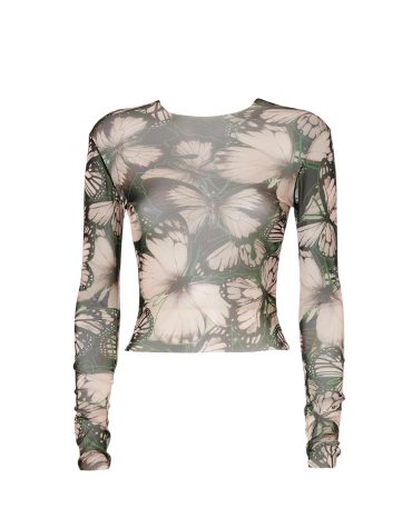 TOP ΔΙΑΦΑΝΕΙΑ (BUTTERFLIES BLACK) MILKWHITE ΜΠΛΟΥΖΕΣ