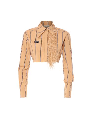 TOP ΡΙΓΕΣ WITH FEATHERS MILKWHITE ΜΠΛΟΥΖΕΣ