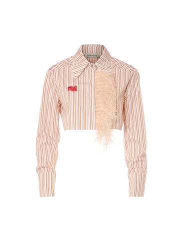 TOP ΡΙΓΕΣ WITH FEATHERS MILKWHITE ΜΠΛΟΥΖΕΣ