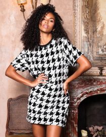 ΑΣΠΡΟΜΑΥΡΟ ΦΟΡΕΜΑ HOUNDSTOOTH SEQUIN FOREVERUNIQUE ΠΡΟΣΦΟΡΕΣ 9