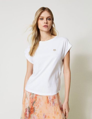 T-SHIRT ΜΕ ΣΤΡΑΣ ΟΒΑΛ Τ (WHITE) TWINSET T-SHIRTS