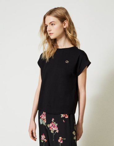 T-SHIRT ΜΕ ΣΤΡΑΣ ΟΒΑΛ Τ (BLACK) TWINSET T-SHIRTS