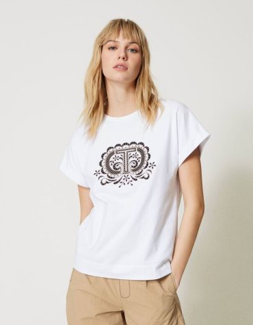 T-SHIRT ΜΕ ΚΕΝΤΗΜΕΝΟ ΛΟΓΟΤΙΠΟ TWINSET T-SHIRTS 2