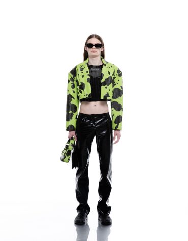 FAUX LEATHER CROPPED COW JACKET MILKWHITE ΜΠΟΥΦΑΝ