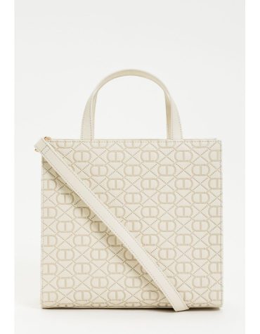 ΤΣΑΝΤΑ ΜΕ ΑΝΑΓΛΥΦΟ ΛΟΓΟΤΥΠΟ (IVORY) TWINSET ΑΞΕΣΟΥΑΡ 2