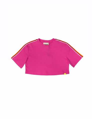 CROP TOP ΜΕ ΠΟΛΥΧΡΩΜΕΣ ΡΙΓΕΣ (FUCHSIA) MAMOUSH BLOUSES