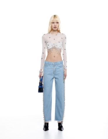 ΔΙΑΦΑΝΟ CROP TOP ΜΕ ΚΡΥΣΤΑΛΛΑ “MW LOGO” MILKWHITE ΜΠΛΟΥΖΕΣ