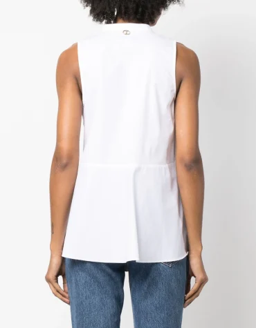ΜΠΛΟΥΖΑ ΠΟΠΛΙΝΑ (WHITE) TWINSET OUTLET -70% 2