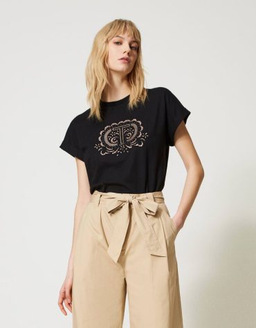 T-SHIRT ΜΕ ΚΕΝΤΗΜΕΝΟ ΛΟΓΟΤΙΠΟ TWINSET T-SHIRTS 2
