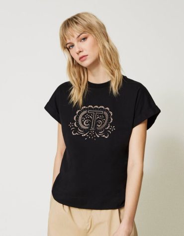 T-SHIRT ΜΕ ΚΕΝΤΗΜΕΝΟ ΛΟΓΟΤΙΠΟ TWINSET T-SHIRTS