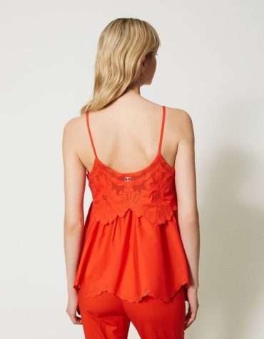 ΜΠΛΟΥΖΑ ΠΟΠΛΙΝΑ ΜΕ BRODERIE ANGLAISE TWINSET OUTLET -70% 2