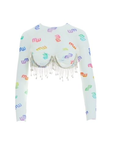 ΔΙΑΦΑΝΟ CROP TOP ΜΕ ΚΡΥΣΤΑΛΛΑ “MW LOGO MULTICOLOR ” MILKWHITE ΜΠΛΟΥΖΕΣ