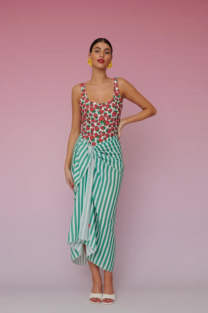 BRENDA BEACH COVER-UP – GREEN STRIPES KARAVAN ΠΡΟΣΦΟΡΕΣ 3