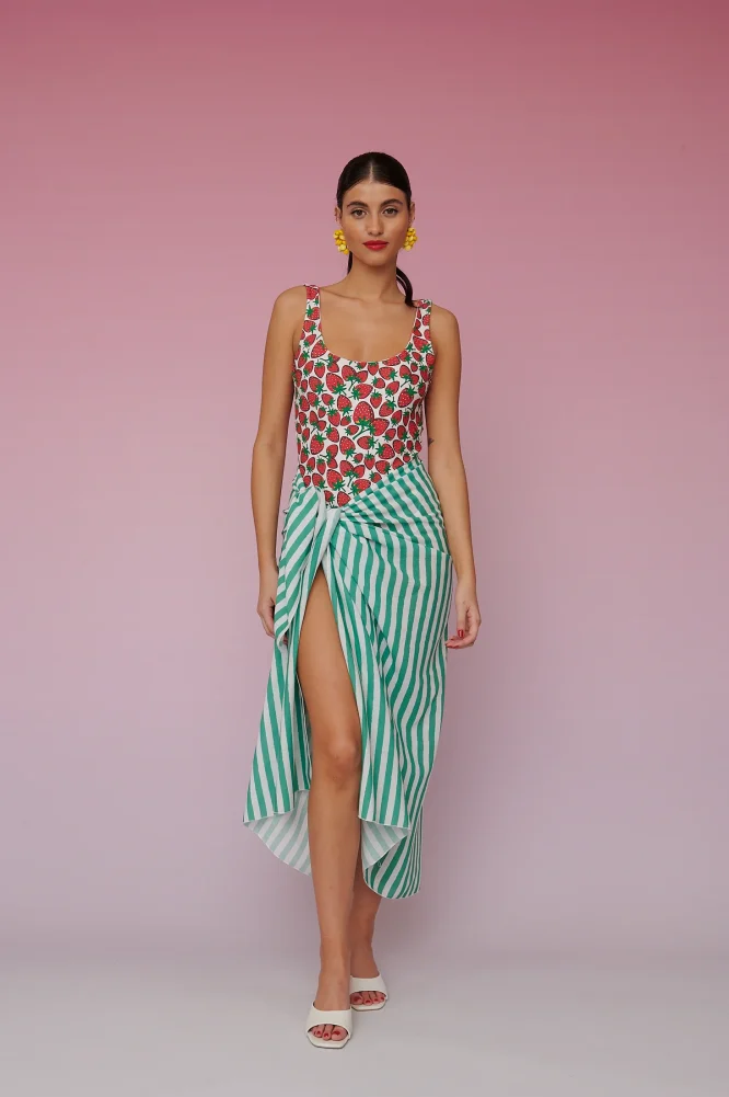 BRENDA BEACH COVER-UP – GREEN STRIPES KARAVAN ΠΡΟΣΦΟΡΕΣ 4