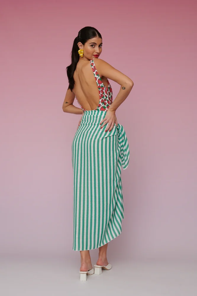 BRENDA BEACH COVER-UP – GREEN STRIPES KARAVAN ΠΡΟΣΦΟΡΕΣ 5