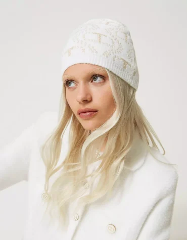 ANGORA AND LUREX CAP WITH OVAL T TWINSET HATS