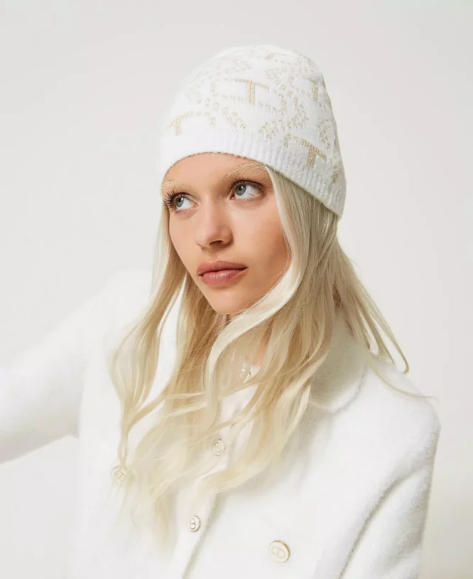 ANGORA AND LUREX CAP WITH OVAL T TWINSET HATS 3