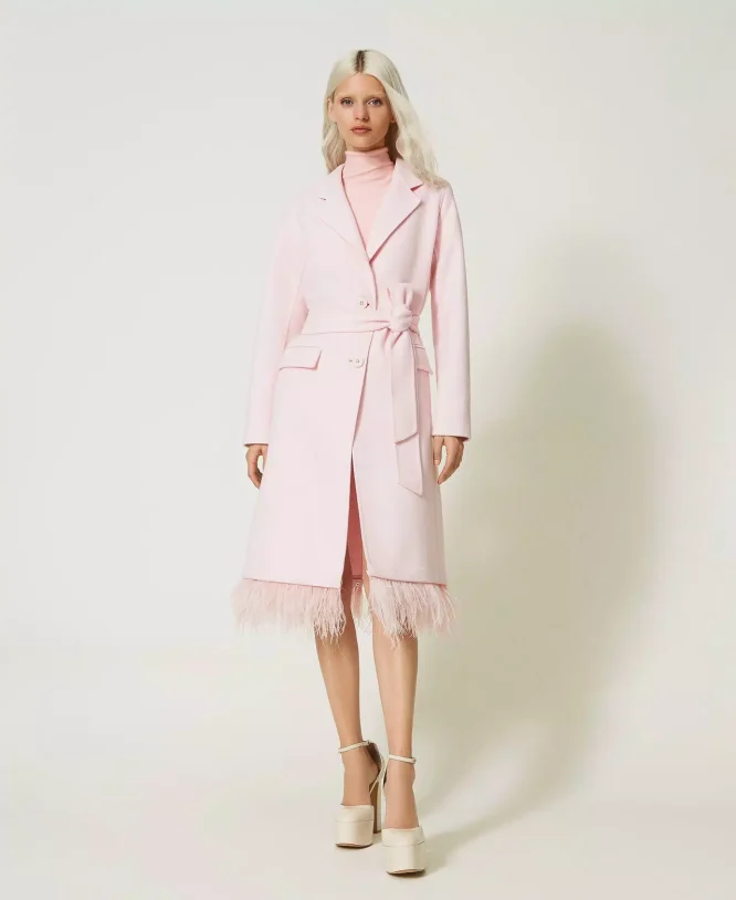 WOOL COAT WITH FEATHERS TWINSET CLOTHES 3