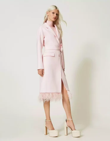 WOOL COAT WITH FEATHERS TWINSET CLOTHES 2