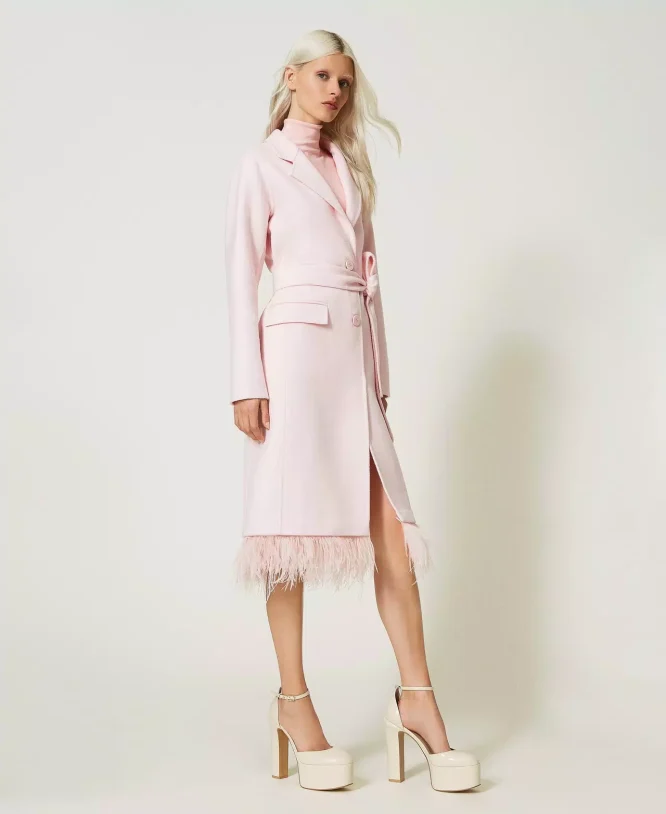 WOOL COAT WITH FEATHERS TWINSET CLOTHES 4