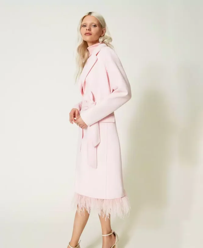 WOOL COAT WITH FEATHERS TWINSET CLOTHES 5