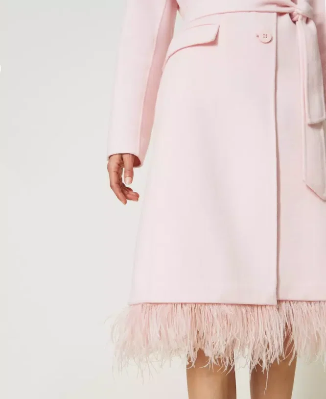 WOOL COAT WITH FEATHERS TWINSET CLOTHES 7