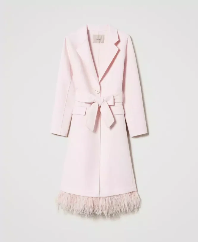 WOOL COAT WITH FEATHERS TWINSET CLOTHES 8