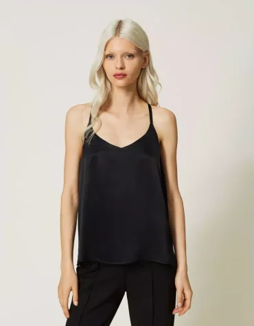 SATIN TOP (BLACK) TWINSET ΜΠΛΟΥΖΕΣ 2