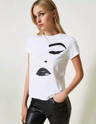 PRINTED T-SHIRT (WHITE) TWINSET BLOUSES