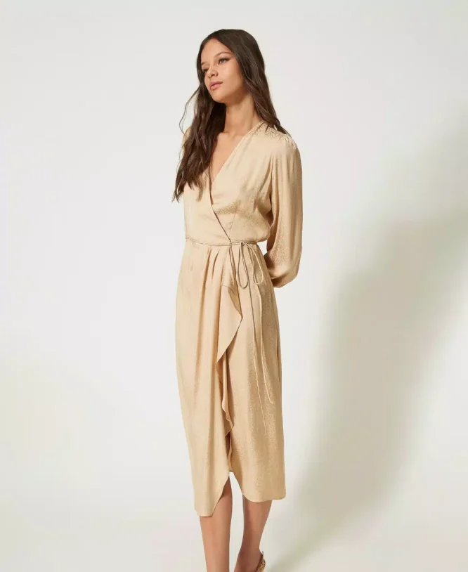 JACQUARD SATIN DRESS TWINSET CLOTHES 5