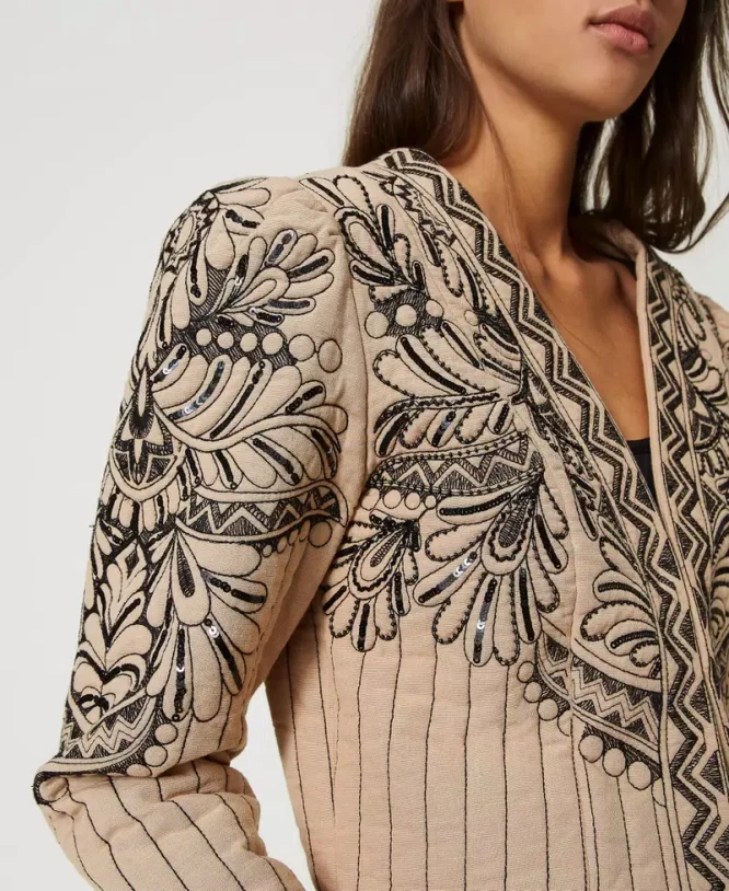 QUILTED JACKET WITH HAND EMBROIDERYTWINSET CLOTHES 7