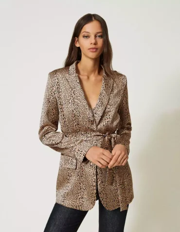 ANIMAL PRINT SATIN BLAZER TWINSET CLOTHES