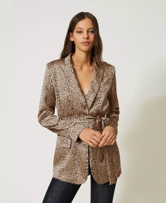ANIMAL PRINT SATIN BLAZER TWINSET CLOTHES 3