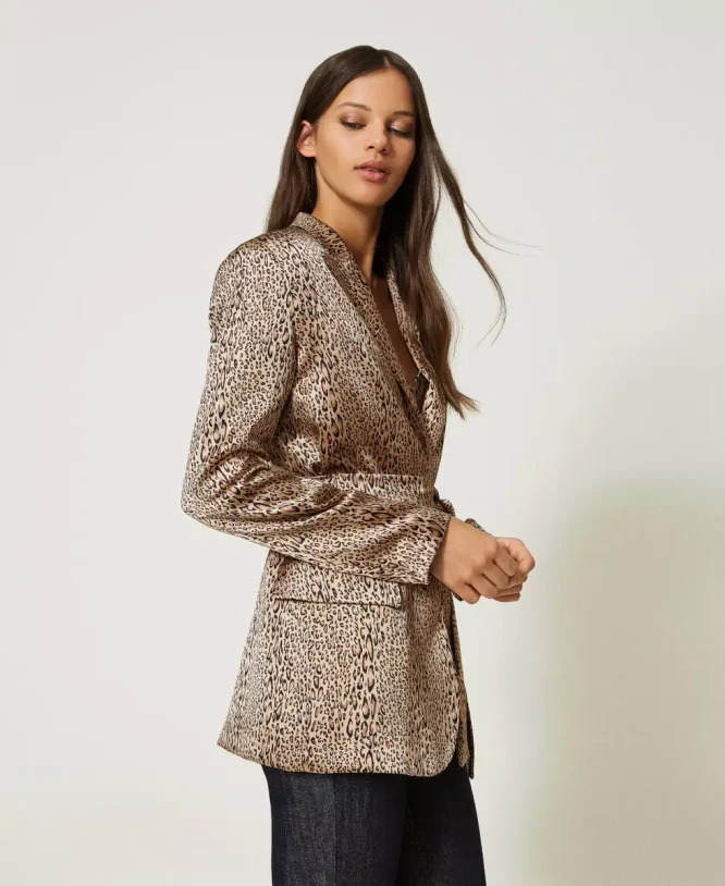 ANIMAL PRINT SATIN BLAZER TWINSET CLOTHES 6
