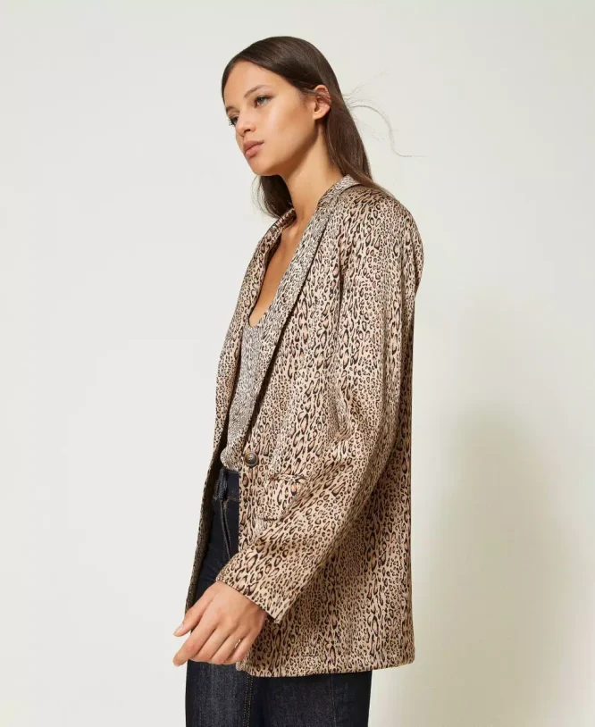 ANIMAL PRINT SATIN BLAZER TWINSET CLOTHES 7