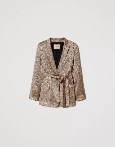 ANIMAL PRINT SATIN BLAZER TWINSET CLOTHES 2