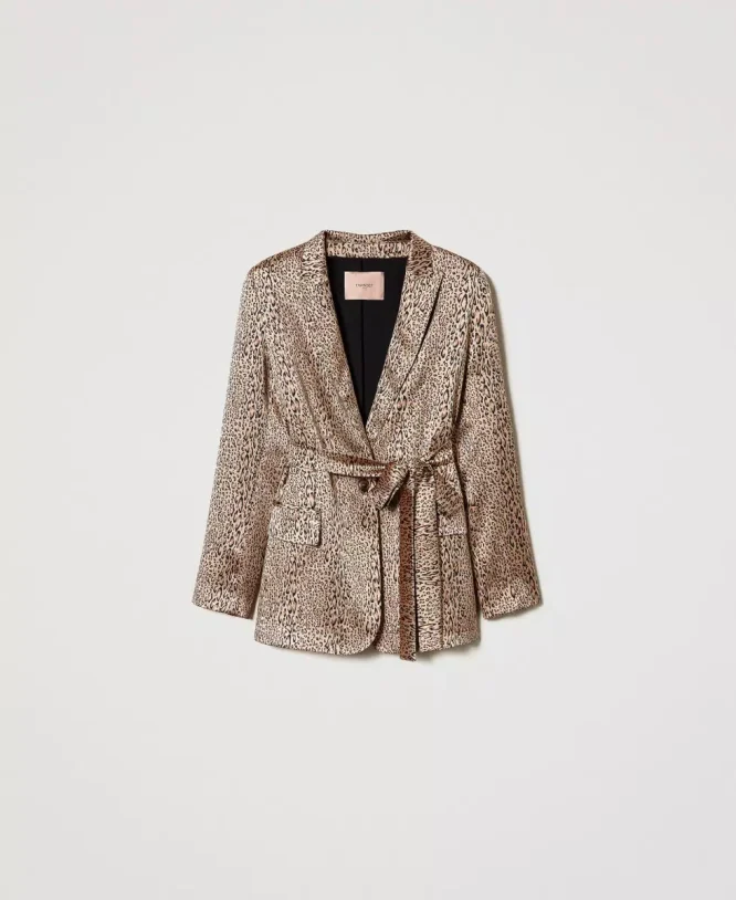 ANIMAL PRINT SATIN BLAZER TWINSET CLOTHES 4
