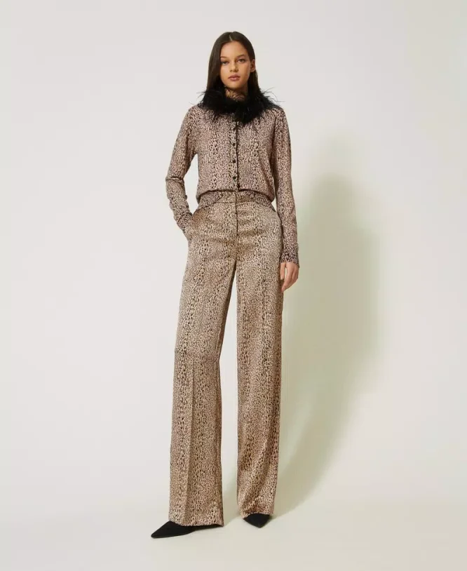 ANIMAL PRINT SATIN PANTS TWINSET CLOTHES 3