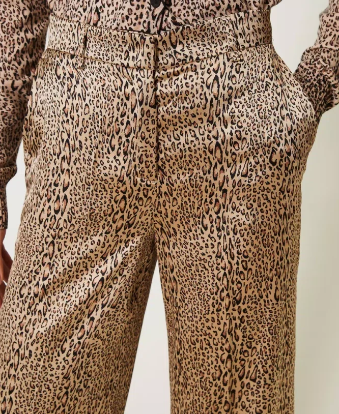 ANIMAL PRINT SATIN PANTS TWINSET CLOTHES 7