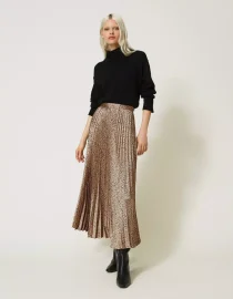 ANIMAL PRINT SATIN PLEATED SKIRT TWINSET CLOTHES 9