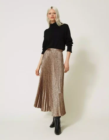 ANIMAL PRINT SATIN PLEATED SKIRT TWINSET CLOTHES