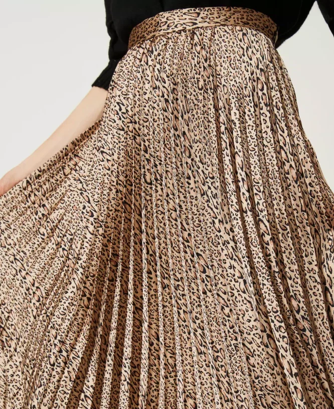 ANIMAL PRINT SATIN PLEATED SKIRT TWINSET CLOTHES 7