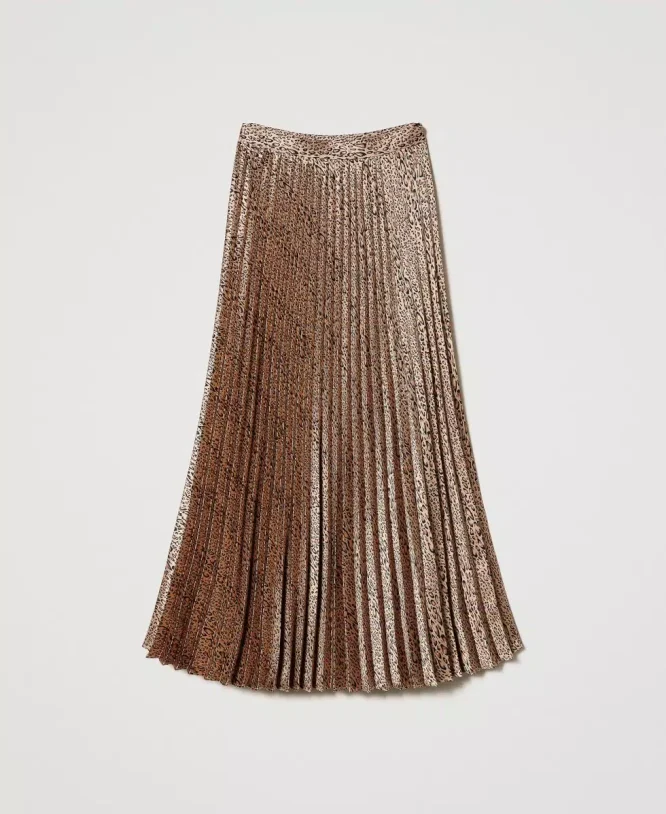 ANIMAL PRINT SATIN PLEATED SKIRT TWINSET CLOTHES 4