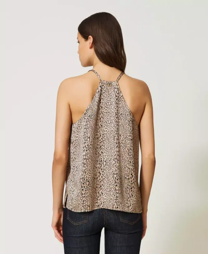 ANIMAL PRINT SATIN TOPTWINSET BLOUSES 6