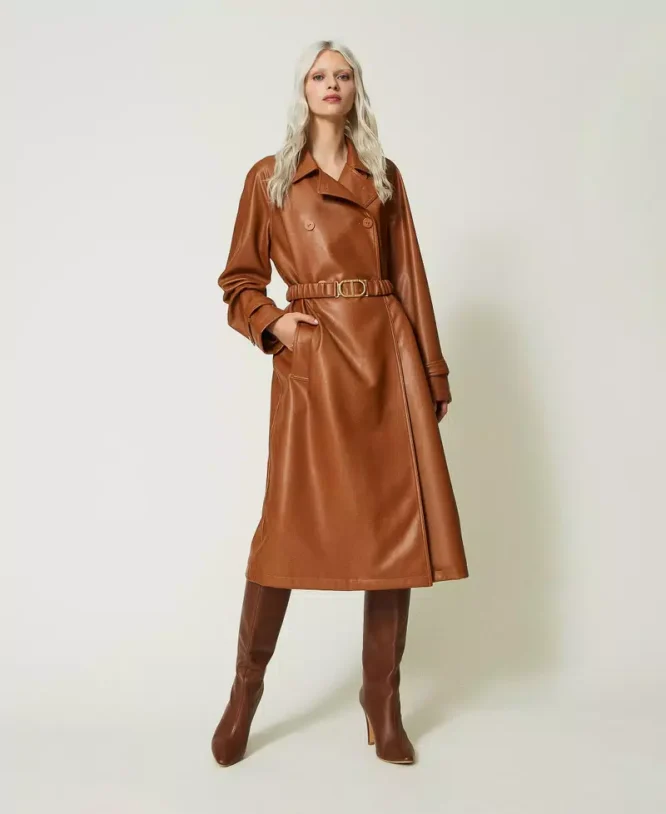 TRENCH COAT WITH ELASTIC BELT TWINSET CLOTHES 3