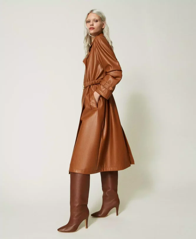 TRENCH COAT WITH ELASTIC BELT TWINSET CLOTHES 5